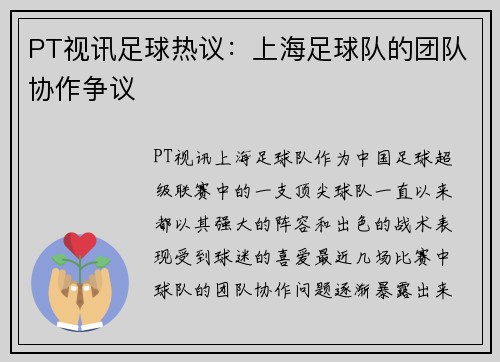 PT视讯足球热议：上海足球队的团队协作争议